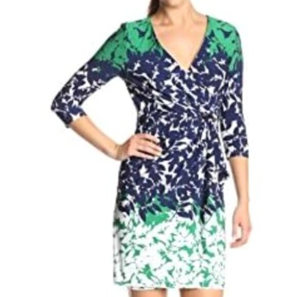 Sandra Darren 3/4 Sleeve Printed Wrap Dress - Picture 1 of 6